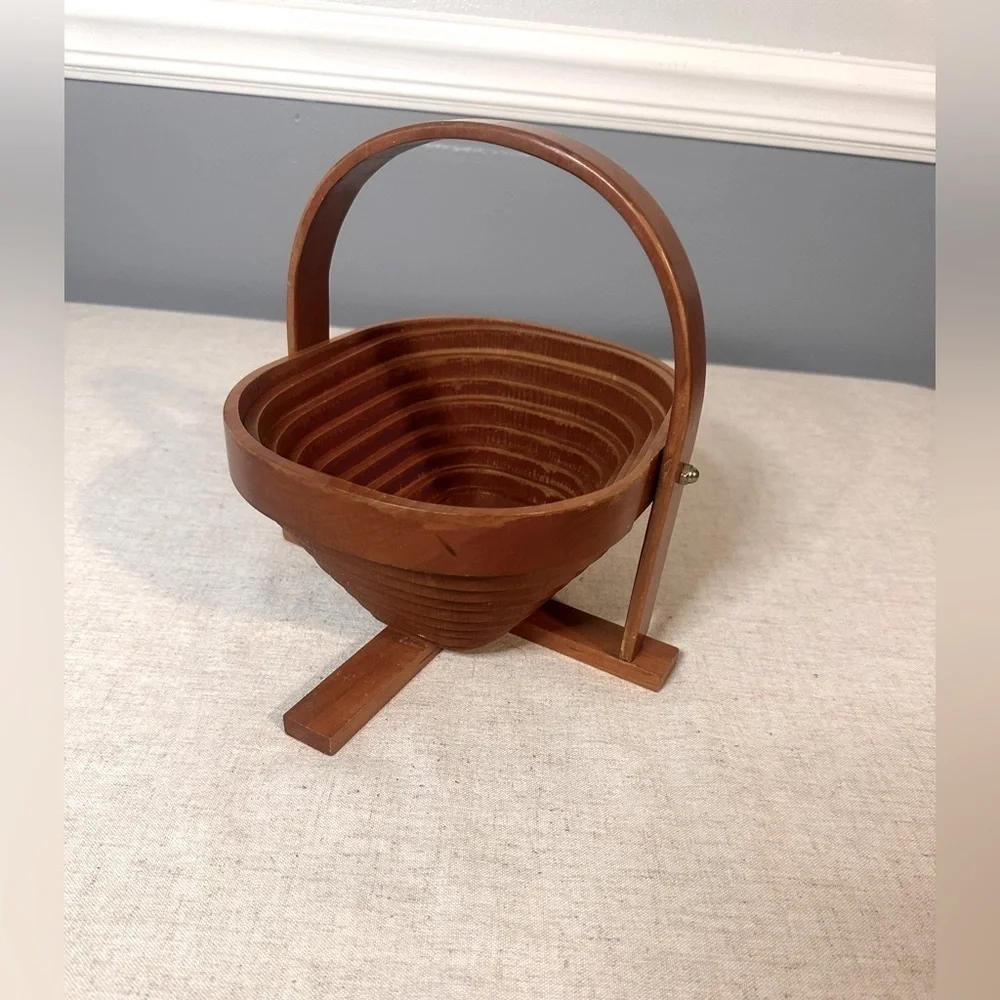 Vintage Wooden Collapsible Basket
